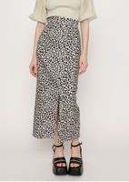 leopard patterned maxi skirt beige brown