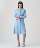 short sleeve jacket shift dress set up lace flower pale blue