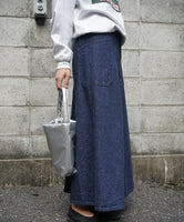 long flare skirt cotton navy