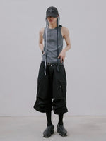 detachable cargo pants full length 3/4 length black