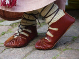leather viking shoes sandals lace up flat blue