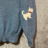 novara knit cardigan west highland white terrier design blue