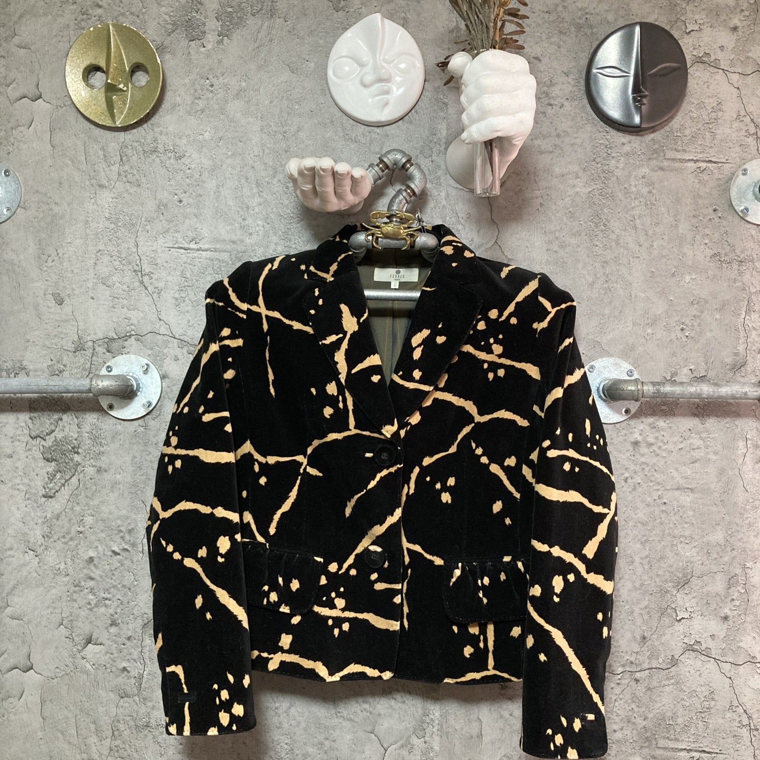 bleached velour jacket feraud paris louis feraud black – 雑居ビル