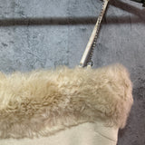 knit tube top rhinestone straps faux fur trim bijou shoulder beige