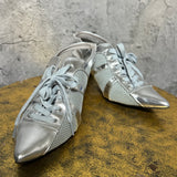 Pointed-toe sneaker mules sandals silver blue
