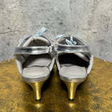 Pointed-toe sneaker mules sandals silver blue