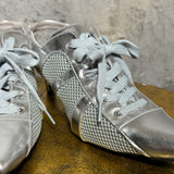 Pointed-toe sneaker mules sandals silver blue