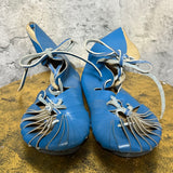 leather viking shoes sandals lace up flat blue