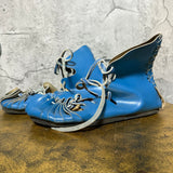 leather viking shoes sandals lace up flat blue