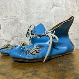 leather viking shoes sandals lace up flat blue