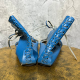 leather viking shoes sandals lace up flat blue