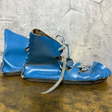 leather viking shoes sandals lace up flat blue