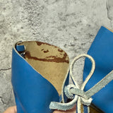 leather viking shoes sandals lace up flat blue