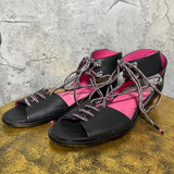 Diesel lace-up flat sandals black pink