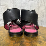 Diesel lace-up flat sandals black pink