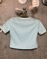 short sleeve jacket shift dress set up lace flower pale blue