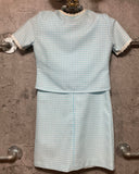 short sleeve jacket shift dress set up lace flower pale blue