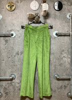 straight wide pants 2 tuck yellow green