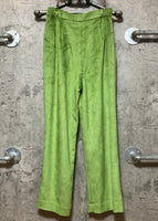 straight wide pants 2 tuck yellow green