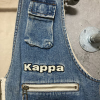 kappa logo embroidered denim vest omini banda sleeveless jean jacket human blue black