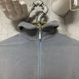 high neck long rib sleeve zip up sweatshirt track jacket gray