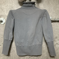 high neck long rib sleeve zip up sweatshirt track jacket gray