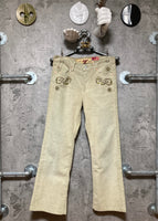 handmade studded pants remake corduroy pants white khaki beige