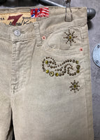 handmade studded pants remake corduroy pants white khaki beige