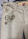 handmade studded pants remake corduroy pants white khaki beige