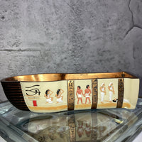 Egyptian god trinket box Anubis Jackal Sarcophagus jewelry box pen case Hieroglyph Egypt ancient mural ceramic yellow gold