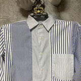 multi striped shirt three quarter sleeve blue white