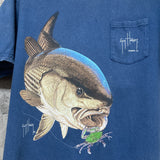fish eats crab bait Guy Harvey T-shirt blue