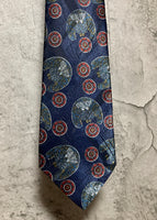 mexican tassels printed tie blue