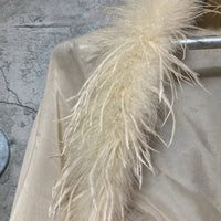 feather trimmed sheer bolero beige