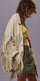 suede fringe jacket native western design reindeer handmade real leather shell buttons aztec Mexican beige