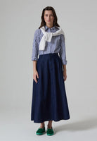 long flare skirt cotton navy