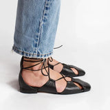 Diesel lace-up flat sandals black pink