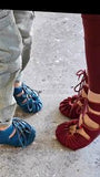 leather viking shoes sandals lace up flat blue