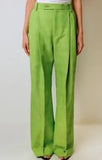 straight wide pants 2 tuck yellow green