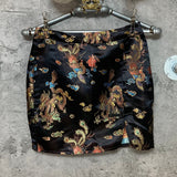 china pattern mini skirt black