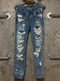 heart patched ripped jeans RNA denim pants