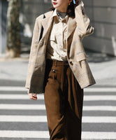 plaid pattern pleated skirt wool brown