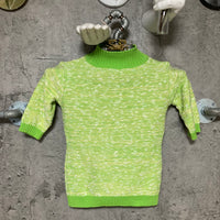 mix color short sleeve knit green