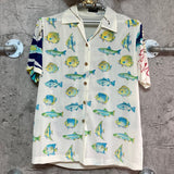 fishing printed shirt back panel pattern short sleeve marlin fish blue