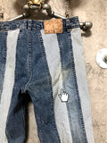 cropped length strip jeans