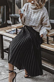 pleated skirt dark knee length gray
