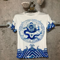 dragon printed t-shirt blue