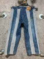 cropped length strip jeans