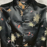 flower patterned chinese tops black