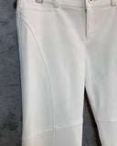 switched bootcut white pants